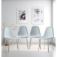 Hallowood Furniture Cullompton Dining Chairs Set of 4 with Silver Legs, Modern and Stylish Solid Back Light Grey Dining Chairs in Fabric Upholstery for Home, Restaurant and Office