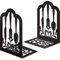 Book Ends,Metal Bookend,Bookend Decorative Heavy Book Ends for Shelves, Home Decorative Bookends for Heavy Books,Non-Skid Black Book Holder