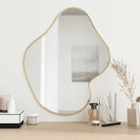 Vidaxl – Miroir mural doré 60x50 cm – Verre avec cadre PVC – Épaisseur 4 mm – Design minimaliste pour espaces réduits