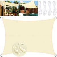 Toile Ombrage Exterieur, Rectangulaire Voiles D'ombrage pour Patio, Toile Ombrage Imperméable, Toile Ombrage Une Protection des Rayons UV pour, Kaki3 x 4m