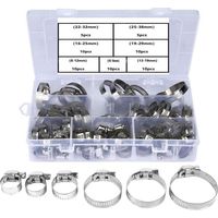 60 colliers de serrage pour tuyaux d'eau, 7 tailles, plage de réglage de 8 à 38 mm, en acier inoxydable.