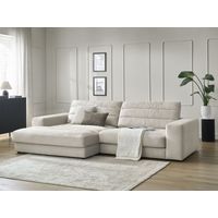 BOBOCHIC - Canapé d'angle fixe SIERRA velours Angle gauche Beige