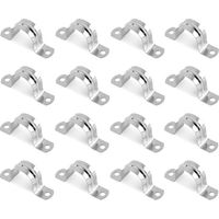16Pcs 15mm Stainless Steel Rigid Pipe Strap, 2-Hole U Bracket Pipe Straps, 201 Grade Rigid Tube Clips for Plumbing, HVAC, Electrical Fixing, Corrosion-Resistant Pipe Support