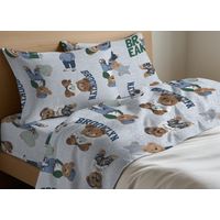 Completo Lenzuola Letto In 100% Cotone Made Italy Disegno Teddy, misuraMatrimonialecoloreBeige