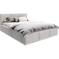 Lit coffre Tulum 120 x 200 cm - Velours cotelé - avec sommier à lattes relevable Gris Clair