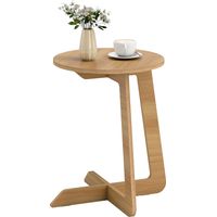 Table auxiliaire en C Redonda Montaje Rápido Espacios Pequeños Salón Dormitorio Natural
