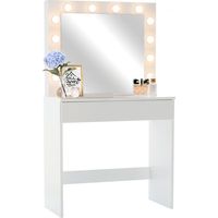 Tocador - mesa de maquillaje - con espejo - 80x76x140,5 cm - blanco
