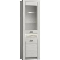 Étagère Serfeno 102, Artisanat blanc, Avec des portes, Fermé, Stratifié, Verre, Le nombre de portes: 2, Nombre de tiroirs: 0, 192x56x42cm, LED: Disponible