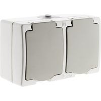Zenitech – Prise double étanche 2P+T IP54 – 16A 3680W – Installation en saillie extérieure – Sécurité enfants