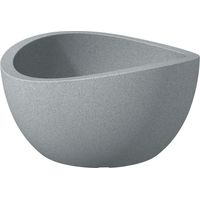Scheurich Wave Globe Bowl 40, pot à fleurs/jardinière, cylindrique, coloris: Stony Grey, fabriqué avec du plastique recyclé, pour l’extérieur