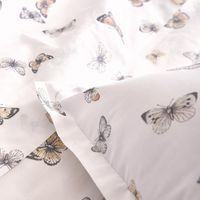 Taie d’oreiller percale de coton 80 fils motif papillons Blanc 50x70 cm