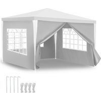 SWANEW Gazebo Camping Grande tendone o pergolato Gazebo ricevimenti con pannelli laterali rimovibili finestre Tenda per feste Bianco 3x3m