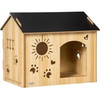Caseta de Madera pour petits chiens Caseta de Interior pour mascottes avec Grabados de Formas 69x50x58,5 cm Roble