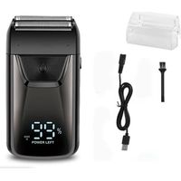 rasoir electriques hommes-Rasoir pour homme, rasoir électrique sans fil à grille, rasoir pour crâne rasé, tondeuse à cheveux, rasoir pour hommes (Noir)