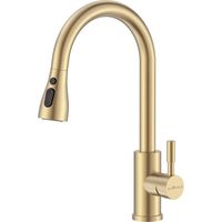 APPASO Gold Kitchen Tap, Kitchen Sink Taps Mixer with Pull Out Spray, Kitchen Mixer Tap with 3 Spary Modes, 360° Swivel Single Handle Mixer Tap for Kitchen Stainless Steel Brushed Gold