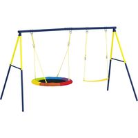 Portique balançoire nid enfants structure jardin 265x160x178 cm réglable multicolore