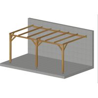 Carport adossé plat 15 m² – Bois massif épicéa traité classe 3 – Dimensions 500x300x221 cm – Pour abri voiture ou pergola – Jardinatoire
