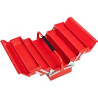 Caja de Herramientas Metálica Plegable 5 Bandejas Acero Asa Taller Garaje 45x20x34.5 cm Rouge