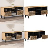Meuble TV 100x33x46 cm bois massif de manguier - Meuble Tv - Meuble Audiovisuel - Support Tv - Unité Tv - Mobilier Retro - Home & Living