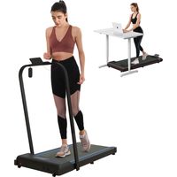 2.5HP Folding Treadmill with Remote Control and LED Display, 1-6km/h Walking Pad for Home Gym and Office Use, Blue