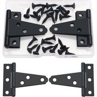 4 Piezas 50mm Bisagra Forma T, Granero Puerta Bisagras en T, Metal Tee Hinges con 24 Tornillos, para Puerta de Granero, Cobertizo, Jardín, Nero