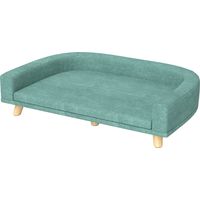 Divano per cani taglia grande gambe rialzate cuscino sfoderabile 98x67x25 cm verde chiaro