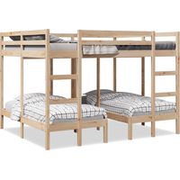 Vidaxl – Lit superposé triple 160x200/80x160 cm – Bois de pin massif – Cadre stable avec garde-corps – Sommier à lattes pour soutien optimal