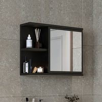 Roomart ADA Spiegelschrank Bad 60 cm breit, Schwarz-Eiche