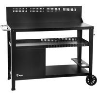 BBQ-Toro Carrello da barbecue 125 x 57 x 104 cm Nero Tavolo da lavoro con ampia superficie