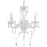 Vidaxl – Lustre rond avec perles blanches 3 x E14 – Design élégant pour éclairage optimal – Ampoules E14 non incluses – Matériel de montage inclus