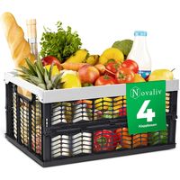 4 boîtes de rangement pliables, 30 L, gris/noir