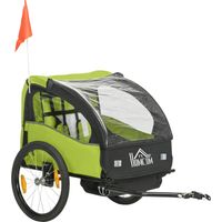 Remolque de Bicicleta para Niños +18 Meses con Cinturón de Seguridad Sistema de Amortiguador 140x88x90 cm Verde