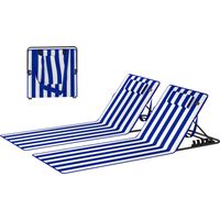 Materassini Mare con Schienale Regolabile 4 Livelli, Acciaio e Poliestere, Blu Bianco, 154x57x52 cm
