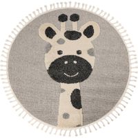Tapis rond enfant girafe gris effet 3d doux - 230 x 160 cm
