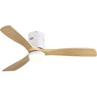 Deckenventilator mit Beleuchtung - Deckenventilator Holz 132 cm - Leiser Deckenventilator mit Fernbedienung - 18W LED - 3 Massivholz-Flügel