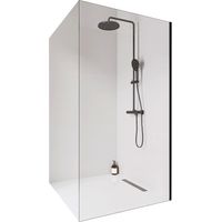 Walk-In Bernstein EX102-2 10mm Nano Klarglas Edelstahl Schwarz matt 130x220cm ohne Bodenprofil