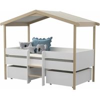 Letto a capanna con cassetti 90 x 190 cm Tiglio Bianco e Rovere - SAROSI
