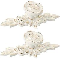 Set mit 2 Vintage-Möbelknöpfen aus Zinklegierung – 3D-rosenförmige Griffe – Inkl. Befestigungsschrauben – Goldfarben