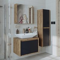 Roomart ATLANTIC-65 Bad-Set 4-tlg 65 cm breit, Anthrazit-Eiche
