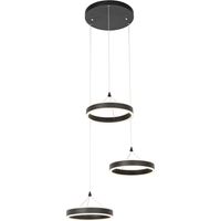 Hängelampe schwarz rund inkl. LED 3-stufig dimmbar 3-Licht - Lyani