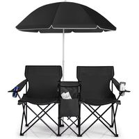 Parasol, Chaise portable pour deux personnes, Chaise de plage, Chaise pliante, Chaise de camping — Adaptée pour la plage et le camping
