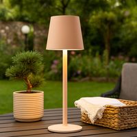 Lampada da tavolo LED color pesca Lampada da giardino Lampada da esterno Lampada da patio, plastica, metallo, 3W 130lm bianco caldo, DxH 10,6 x 36 cm
