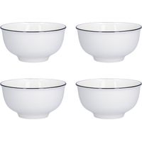 Lot de 4 bols à soupe de 15 cm en céramique blanche, bols à nouilles et bols à riz écologiques pour la cuisine et le restaurant