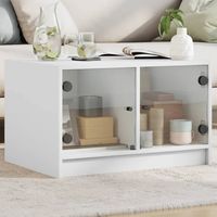 Table basse, Table de salon, Bout de canapé avec portes en verre blanc 68x50x42 cm WFE536054 DESIGN IN