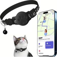 Collier GPS Chat, Traceur GPS Chat Tracker, Compatible avec Goo- gle Find My, sans Carte SIM, sans Abonnement Mensuel, Imperméable et Durable, Localisation Temps Réel (Black, Android)