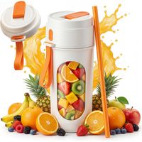 Mixeur portable — Mini-mixeur à 12 lames avec gobelet sport de 450 ml sans BPA, chargement USB-C, compact et portable, compatible lave-vaisselle, facile à nettoyer — Orange