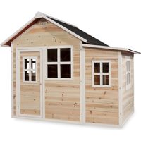 Exit Toys – Cabane de jardin pour enfant en bois de cyprès certifié FSC – Toit en bitume étanche – Dimensions 150x150cm – Résistante aux intempéries