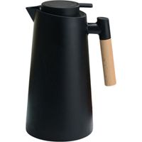 1L Thermal Coffee Carafe Double Walled Vacuum Coffee Pot Thermal Carafe Thermos Pot With Wood Handle