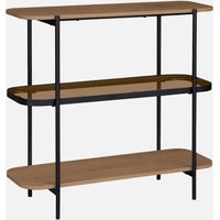 Estantería, biblioteca de vidrio, decoración de madera y metal, 3 niveles