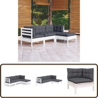 Salon de jardin 4 pcs avec coussins blanc bois de pin - Ensemble Salon De Jardin - Salon De Jardin Bois - Mobilier De Jardin - Set Salon De Jardin - Meubles De Jardin